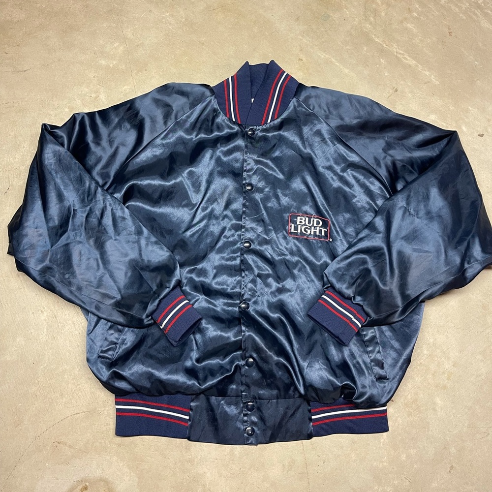 VTG 80s Bud Light Satin Bomber Jacket